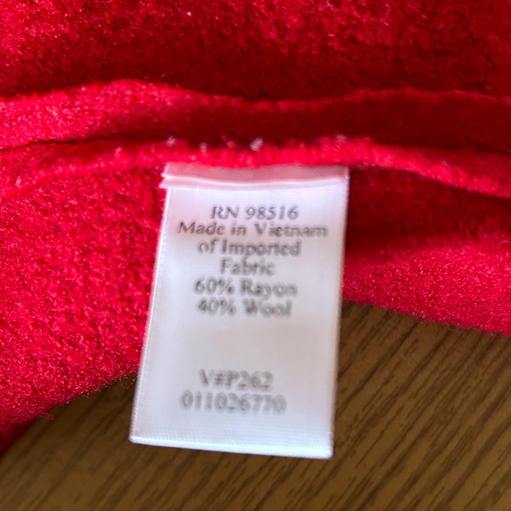 Coldwater Creek Women’s Vintage Artsy Wool Blend Red Holiday Jacket Coat Size 1X - Picture 4 of 15